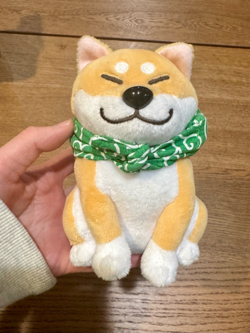 Cute Shiba Inu Plush with Green Bandana 5 inches Tall